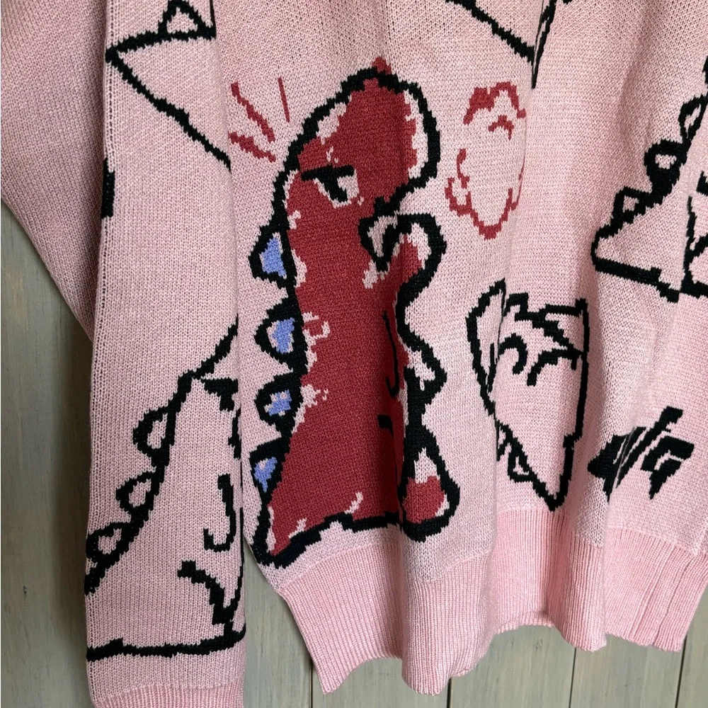 Pink Men’s Dinosaur Sweater NWOT - Picture 5 of 7